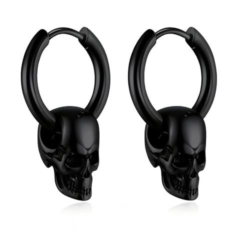 1Pair Men Stainless Steel Vintage Skull Earrings