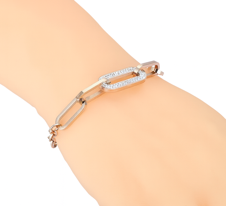 Stainless Steel CZ Crystal Chain Bracelet