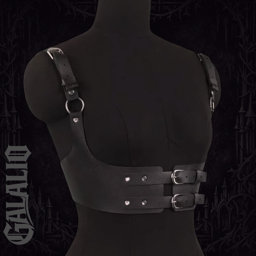 Women Black PU Leather Chest Harness Belt
