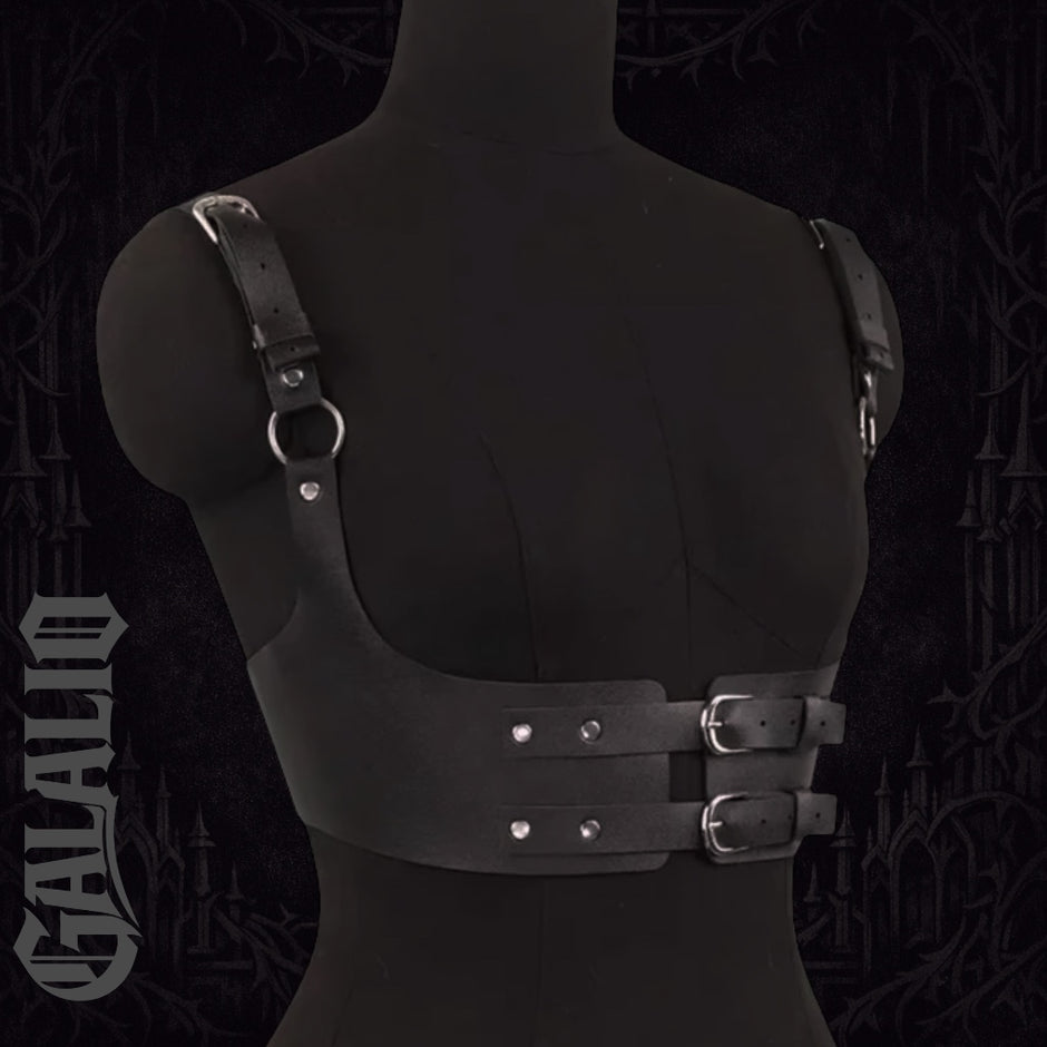 Women Black PU Leather Chest Harness Belt