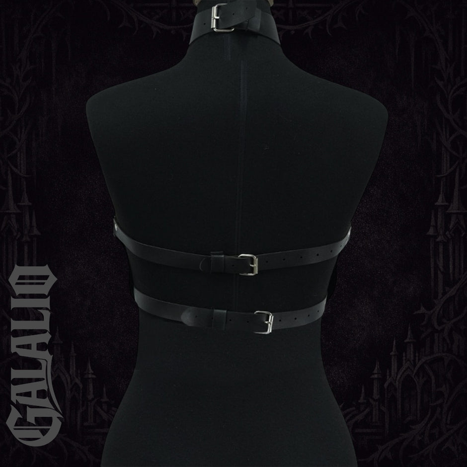 Black Pu Leather Women Chest Harness