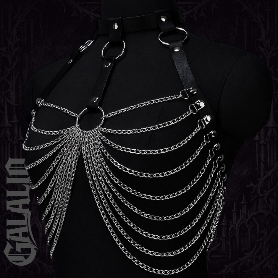 Women Trend Punk Belt Bondage Belt Street Style Silver Chain Suspenders