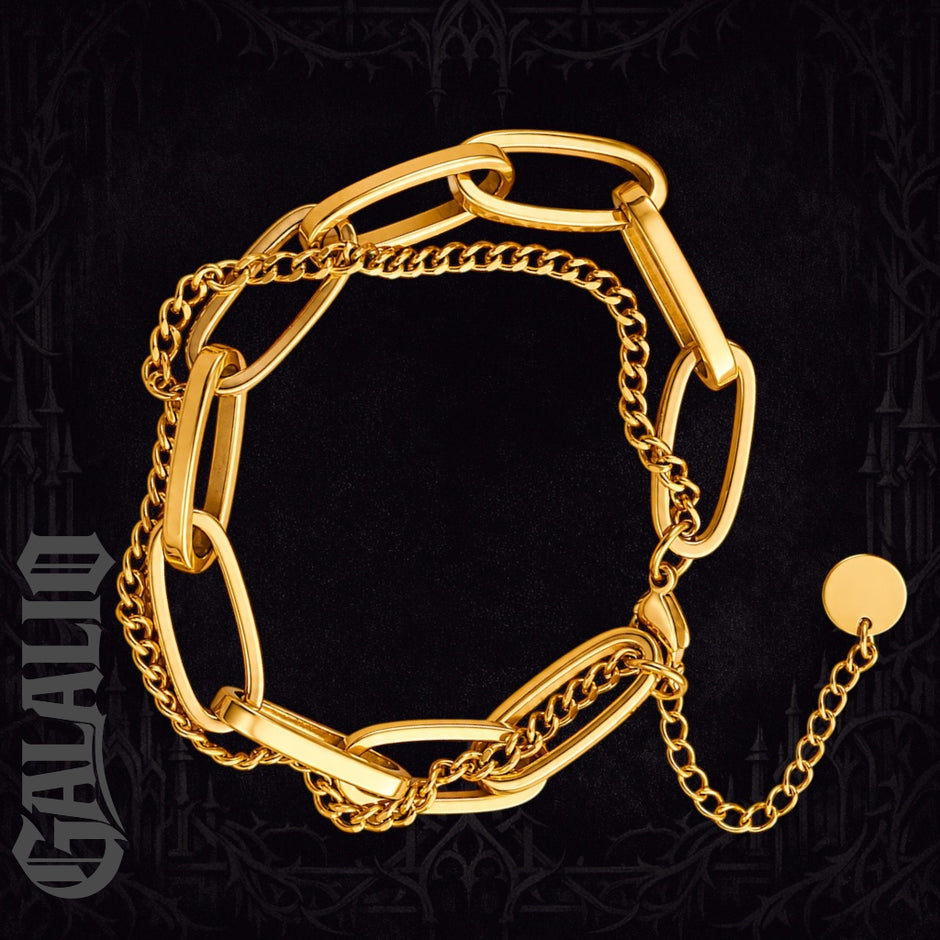 Women Stainless Steel Double Layer Chain Bracelet
