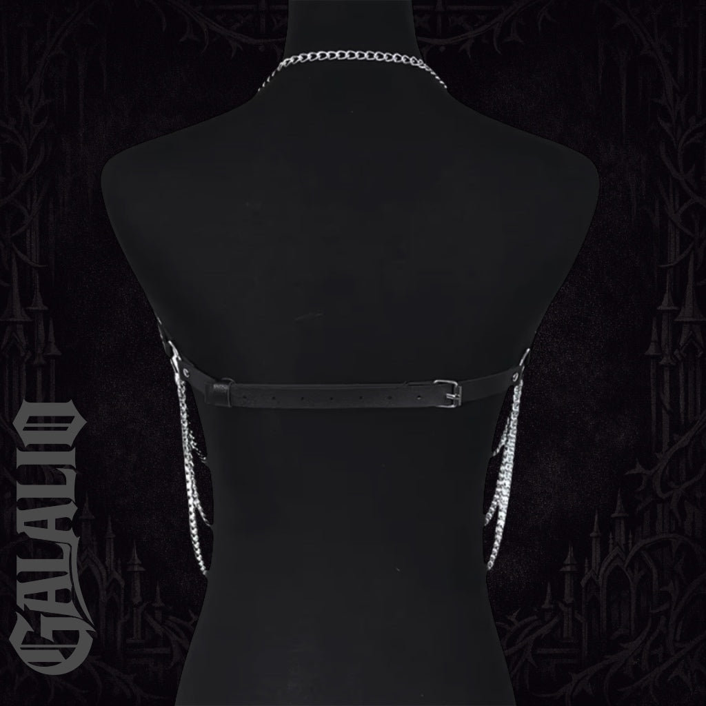 Women Leather Chain Body Chest Harness