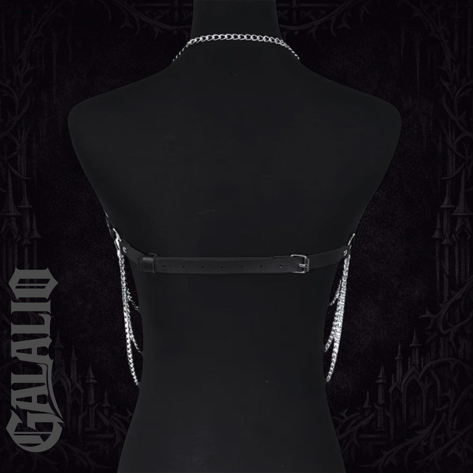Women Leather Chain Body Chest Harness