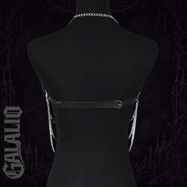 Women Leather Chain Body Chest Harness