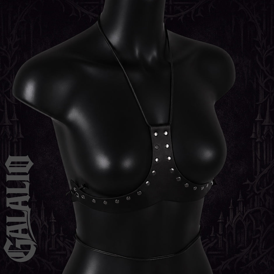 Women Gothic Style PU Halter Chest Harness