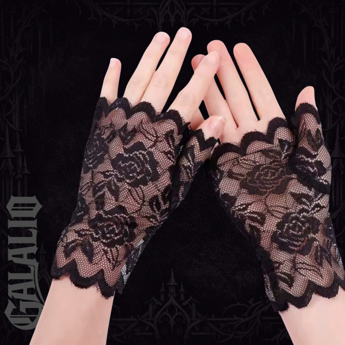 Gothic Lace Fingerless Gloves For Women