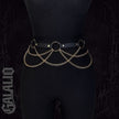 Women PU Leather Gold Waist Chain Body Harness Belt