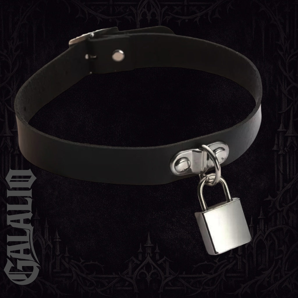 Women Goth Spike Leather Choker Necklace