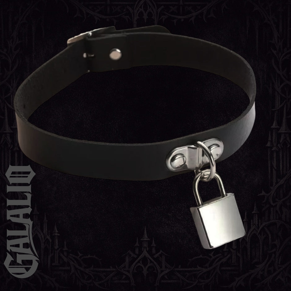 Women Goth Spike Leather Choker Necklace