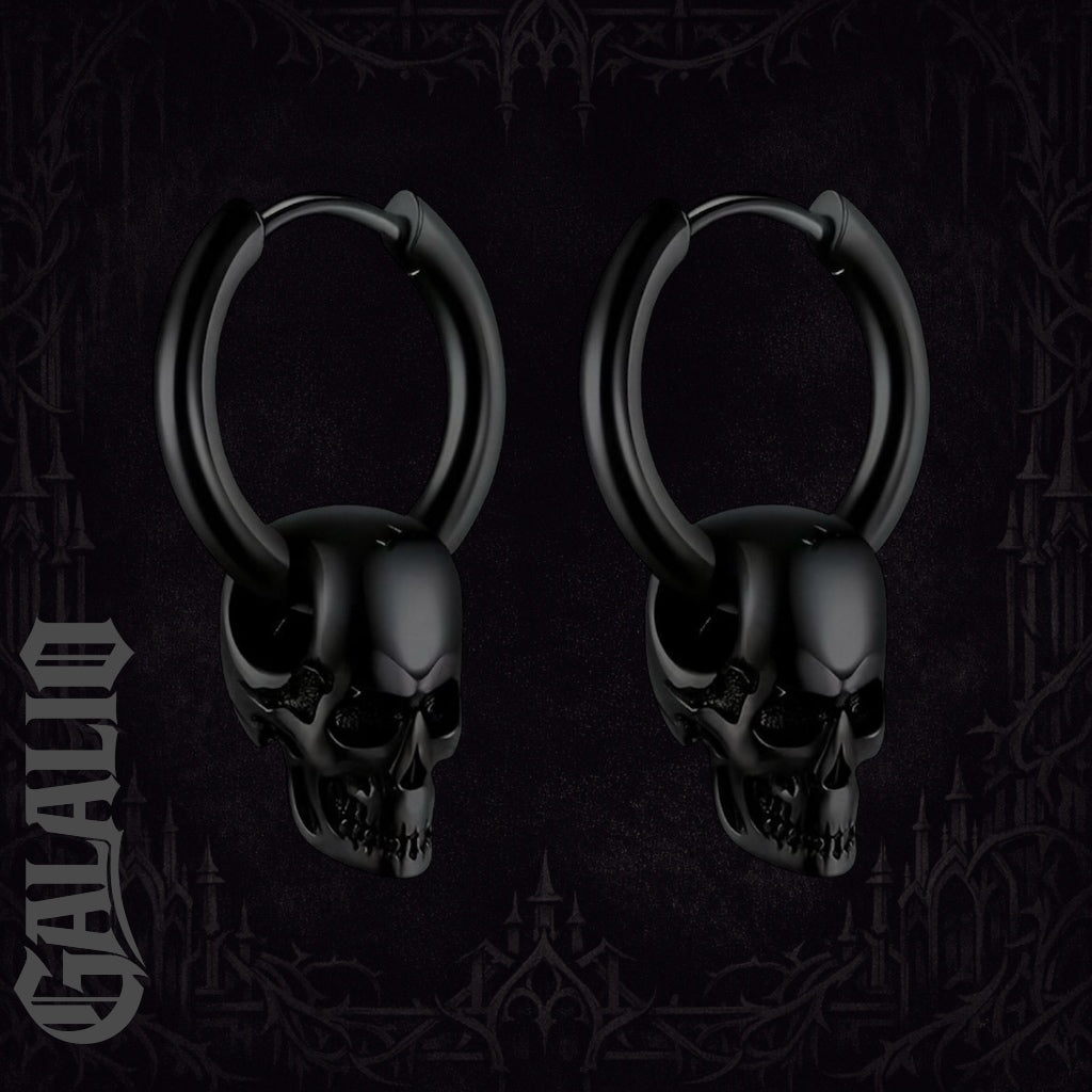 1Pair Men Stainless Steel Vintage Skull Earrings