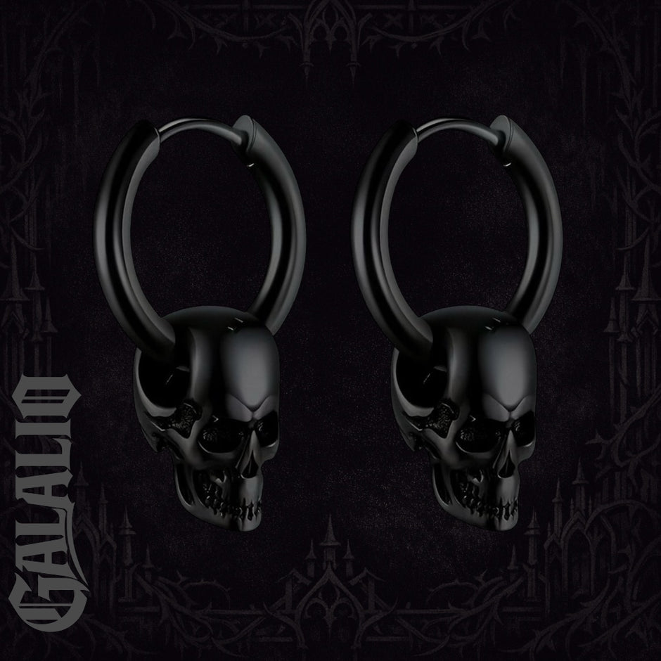 1Pair Men Stainless Steel Vintage Skull Earrings