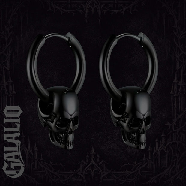 1Pair Men Stainless Steel Vintage Skull Earrings