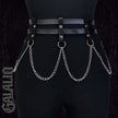 Women PU Leather Belt With Chain Gothic Adjustable Harness