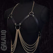 Women Goth PU Leather Chains Fashion Chest Harness