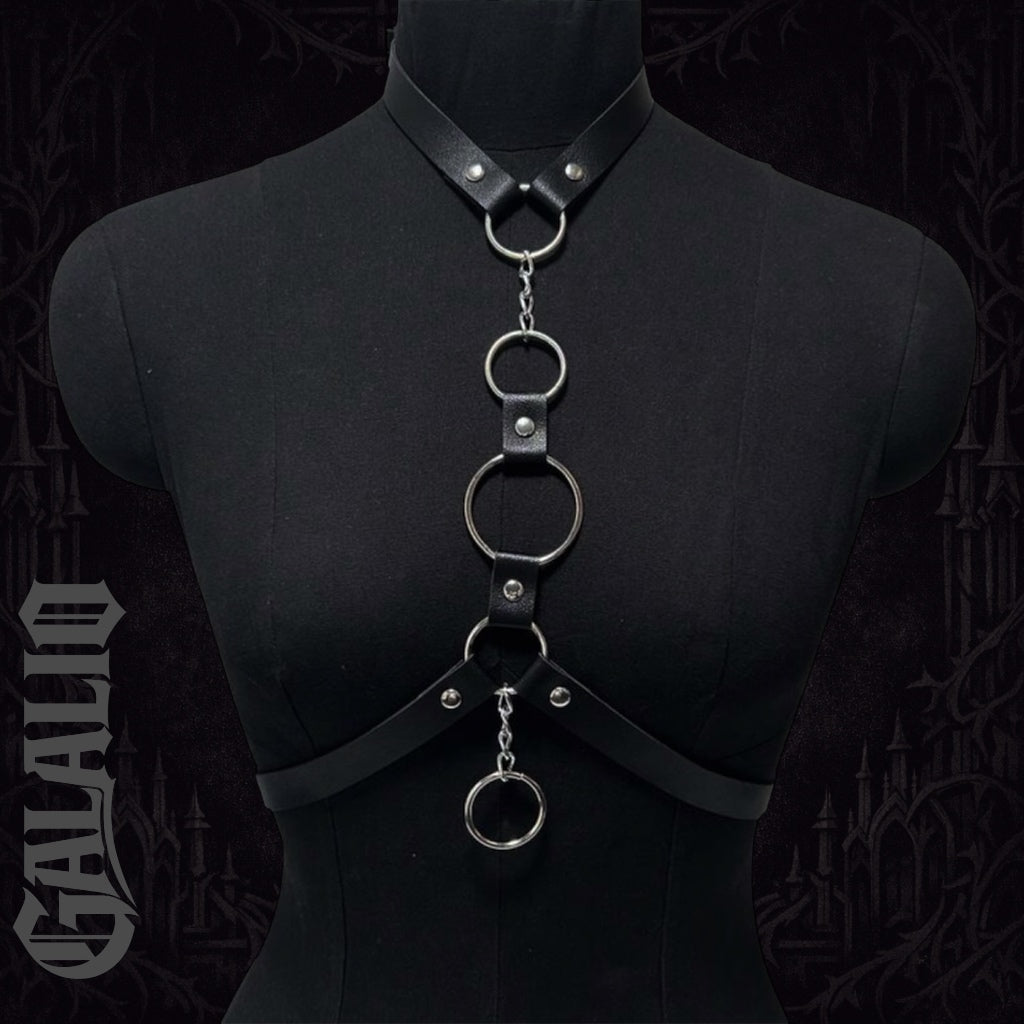 Women Black PU Leather Adjustable Body Harness