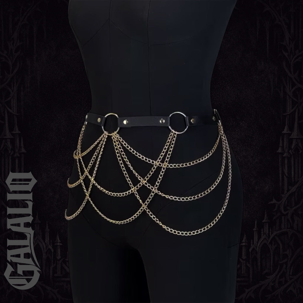 Women Fashion Belt Tassel Gold Chain Street Style Chain Harness