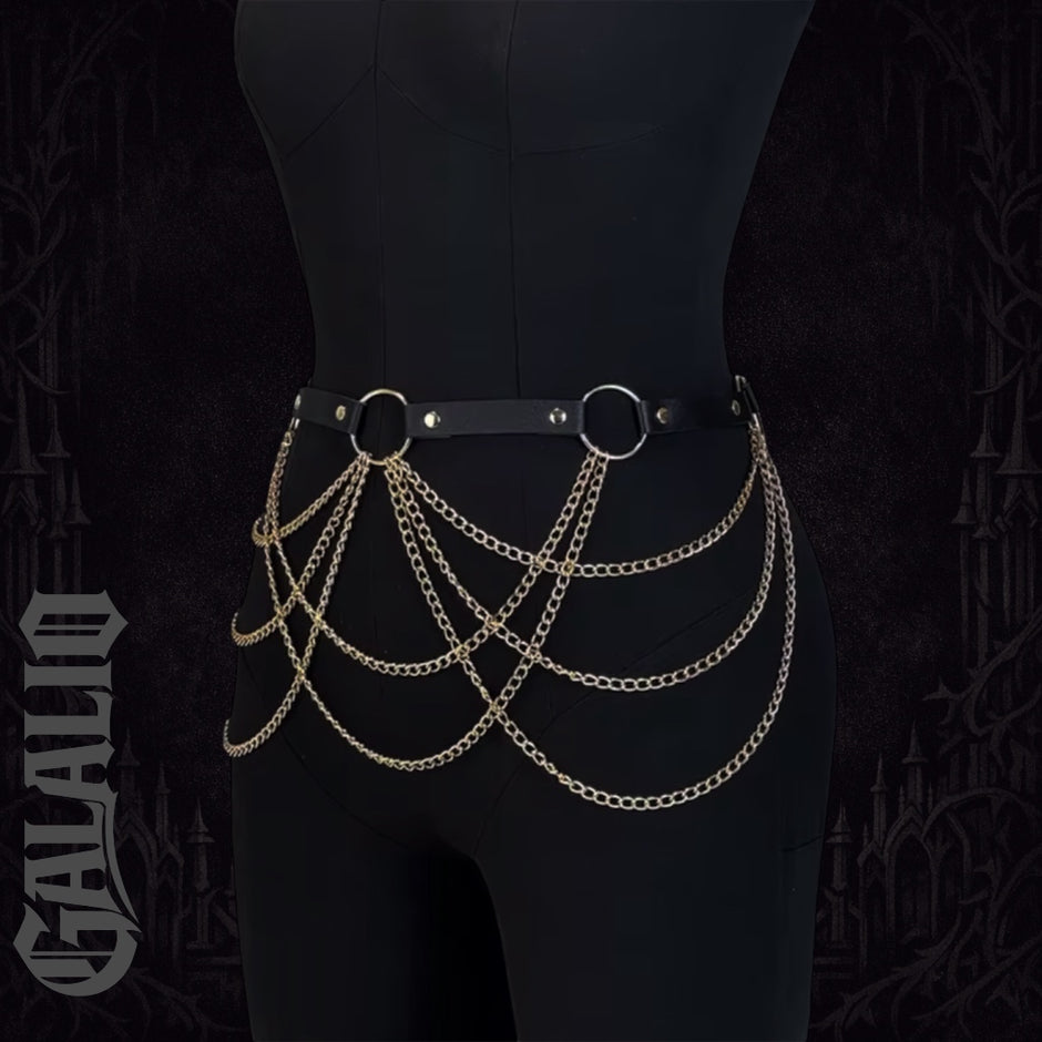 Women Fashion Belt Tassel Gold Chain Street Style Chain Harness