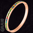Women Colorful Crystal Row Bangle Stainless Bracelet