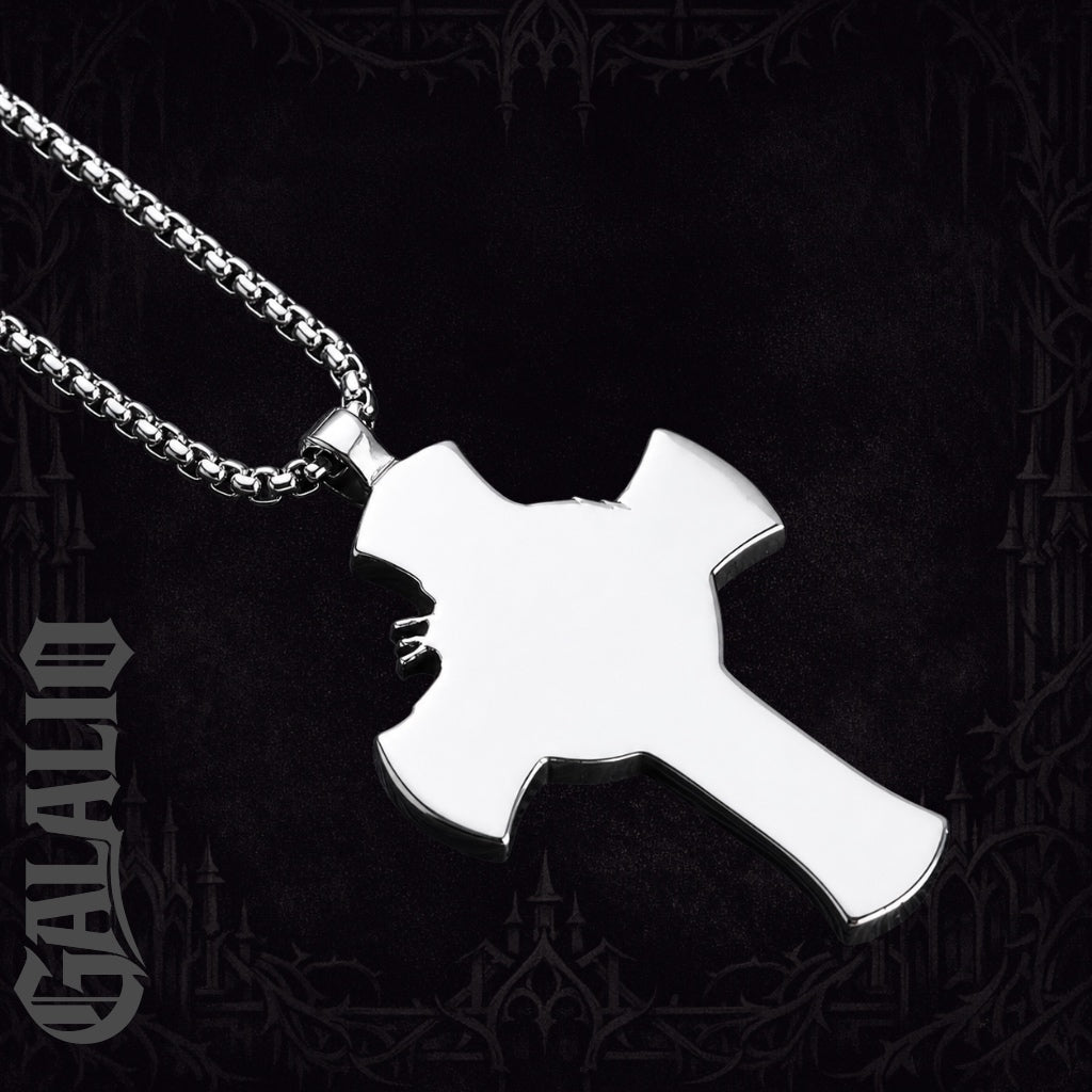 Vintage Stainless Steel Jesus Cross Pendant Necklace
