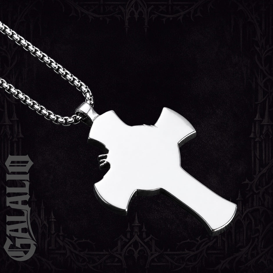 Vintage Stainless Steel Jesus Cross Pendant Necklace