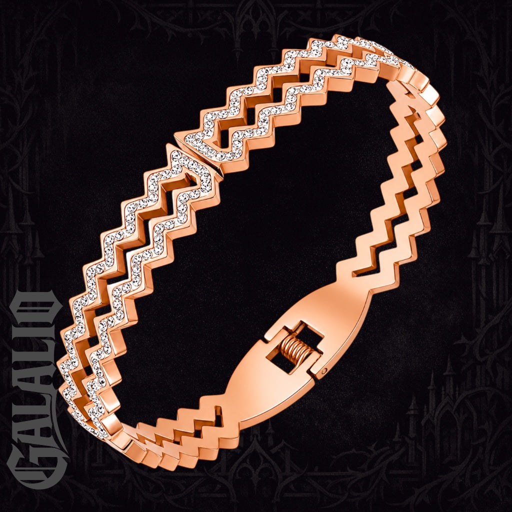 Women Full Zirconia Stainless Steel Hollow Bracelet