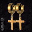 1Pair Men Stainless Steel Cross Design Hoop Earrings