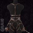 Women PU Leather Full Body Steampunk Removable Cuffs Harness