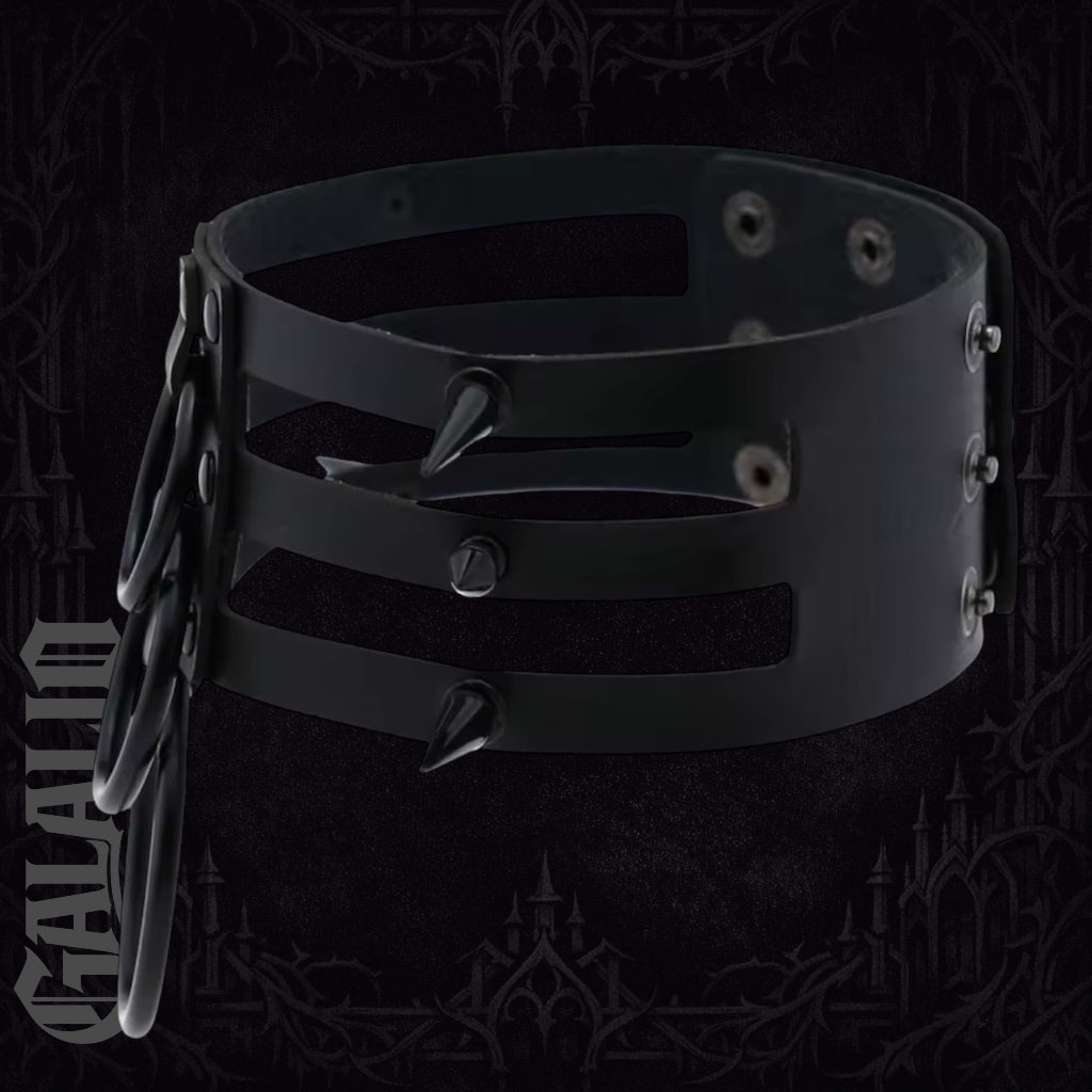 Women Fashion Black Rivet Leather Bondage Spike Goth Choker Necklace