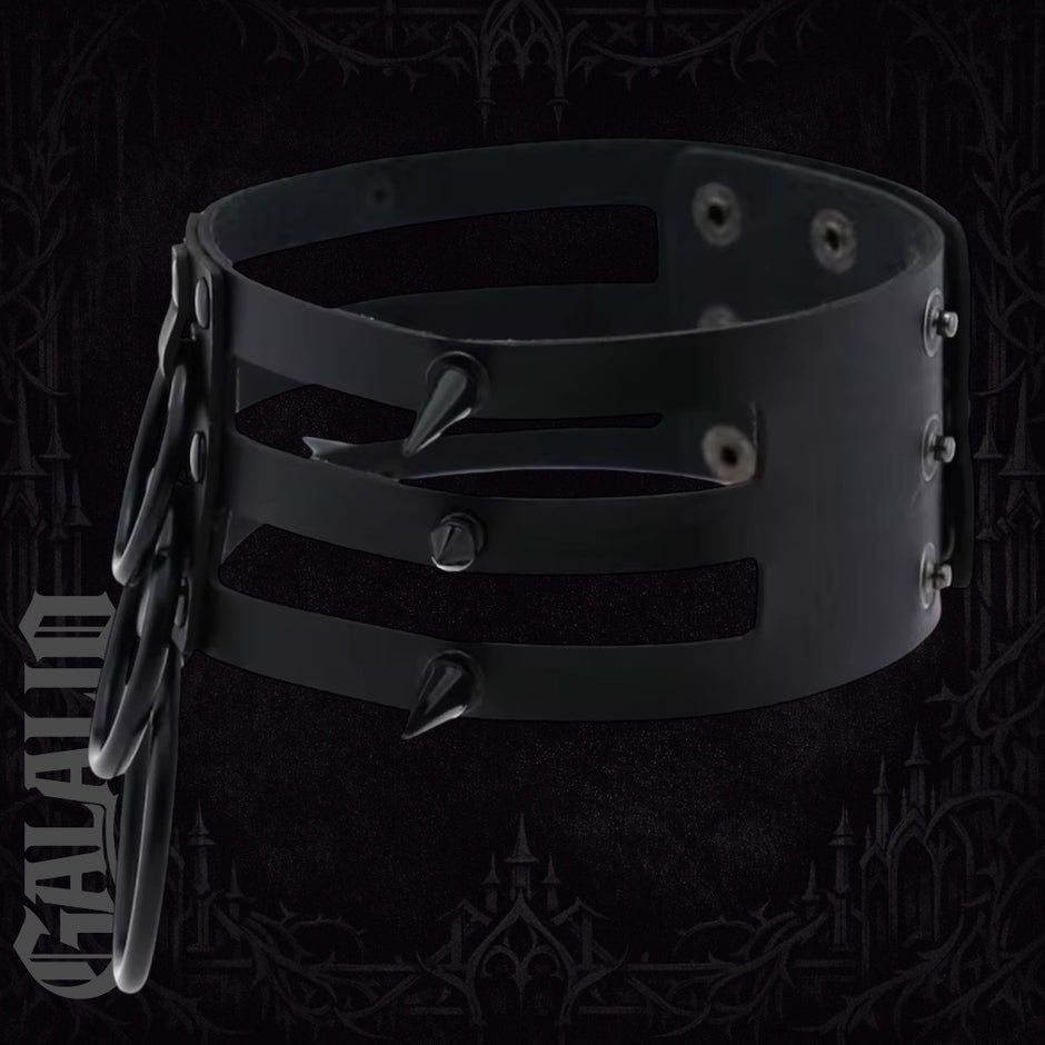 Women Fashion Black Rivet Leather Bondage Spike Goth Choker Necklace