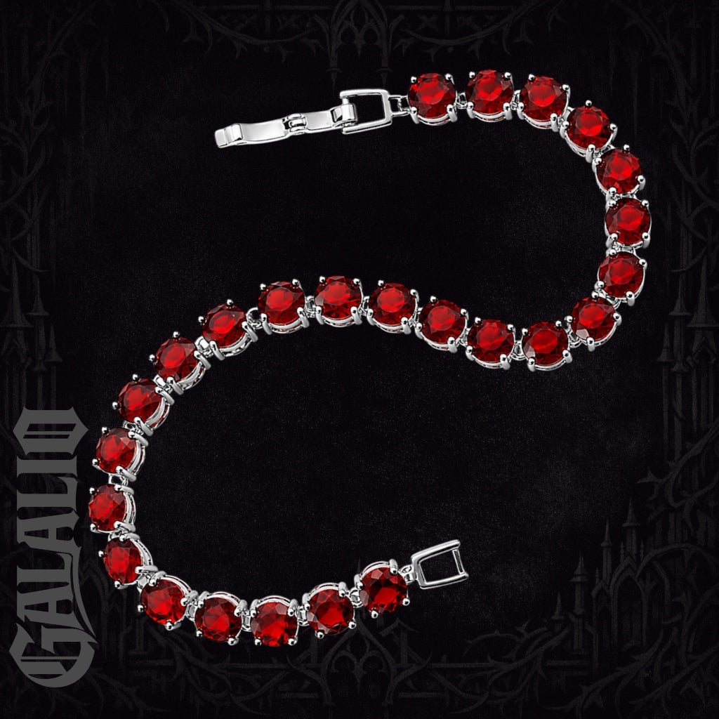 Bridal Red Garnet Zirconia 925 Silver Plated Bracelet