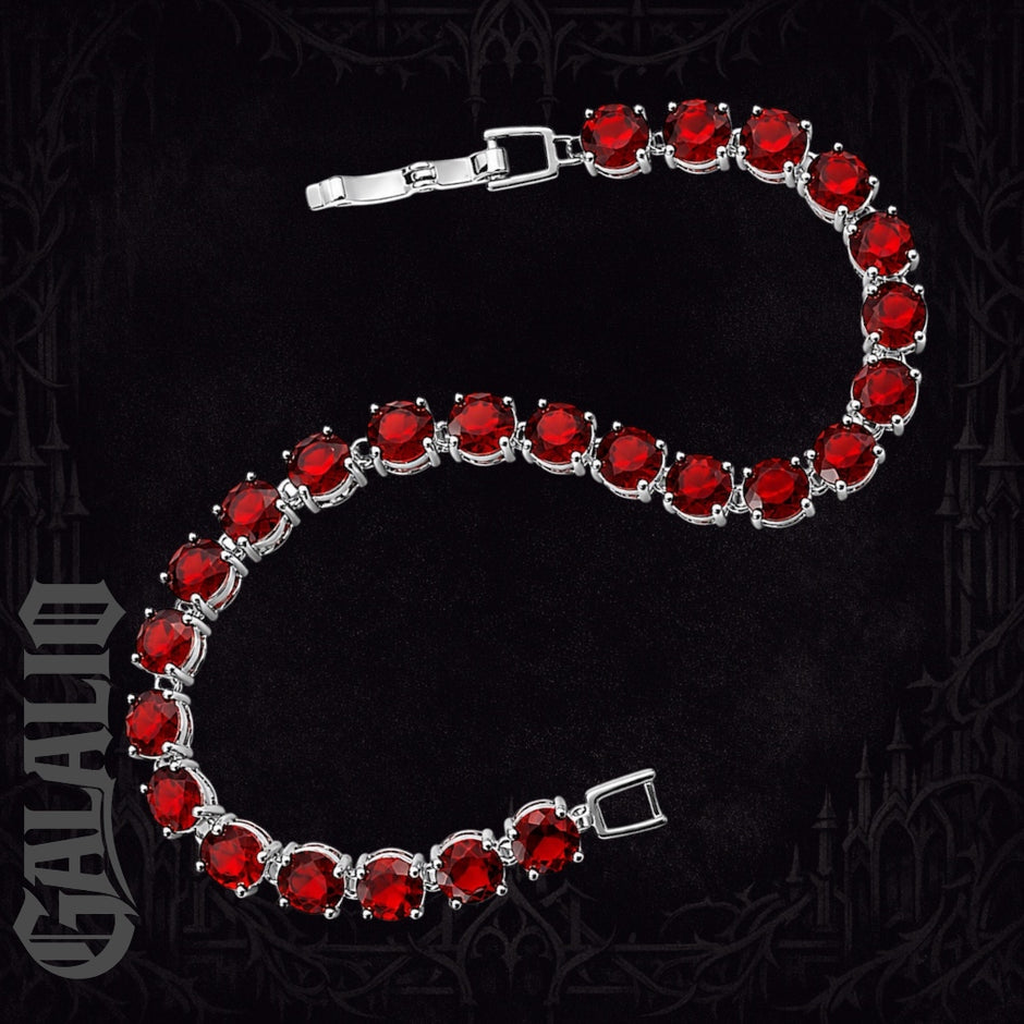 Bridal Red Garnet Zirconia 925 Silver Plated Bracelet