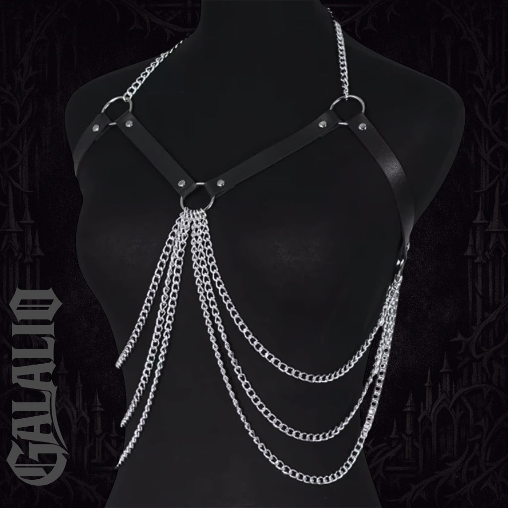 Women Leather Chain Body Chest Harness