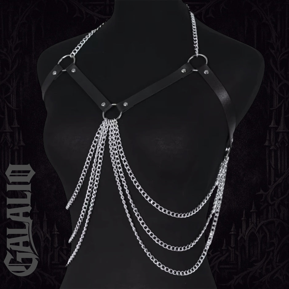 Women Leather Chain Body Chest Harness