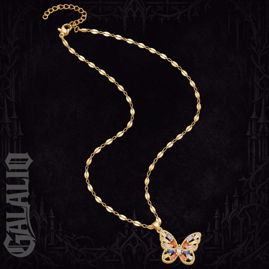 Women Zirconia Butterfly Stainless Steel Necklace