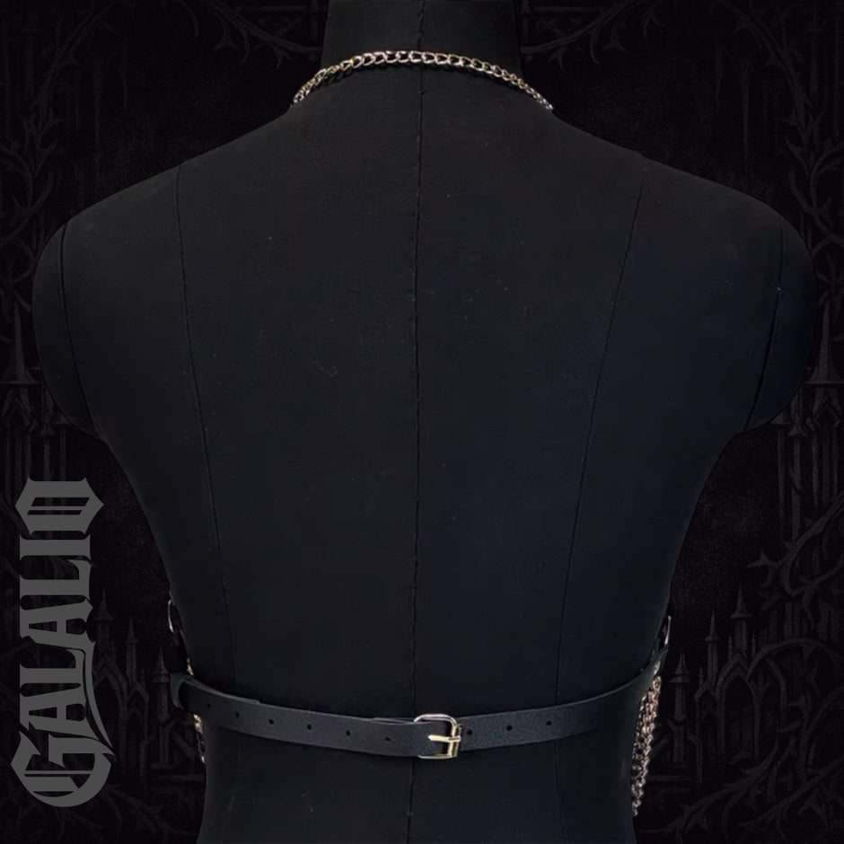 Women Goth PU Leather Chains Fashion Chest Harness