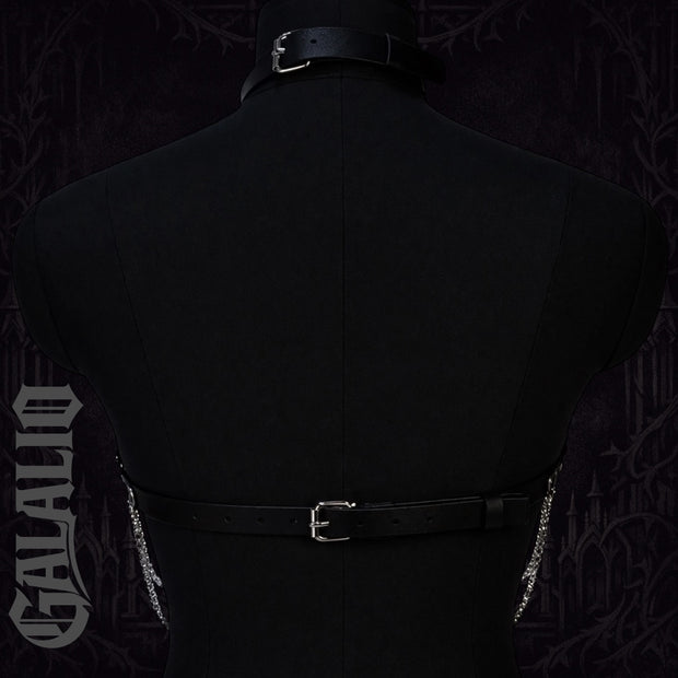 Women Trend Punk Belt Bondage Belt Street Style Silver Chain Suspenders