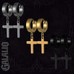 1Pair Men Stainless Steel Cross Design Hoop Earrings