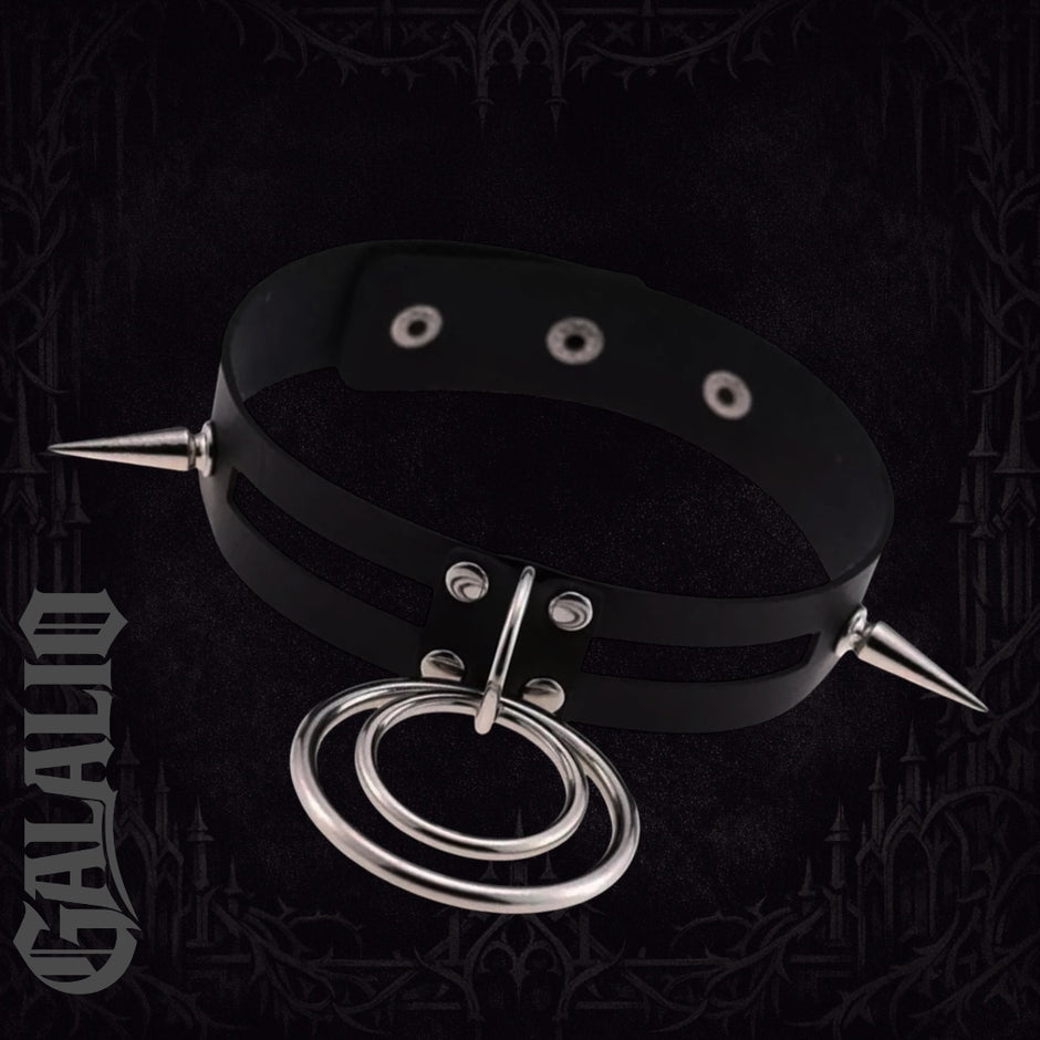 Women Black Collar Goth Pendant Choker Necklace
