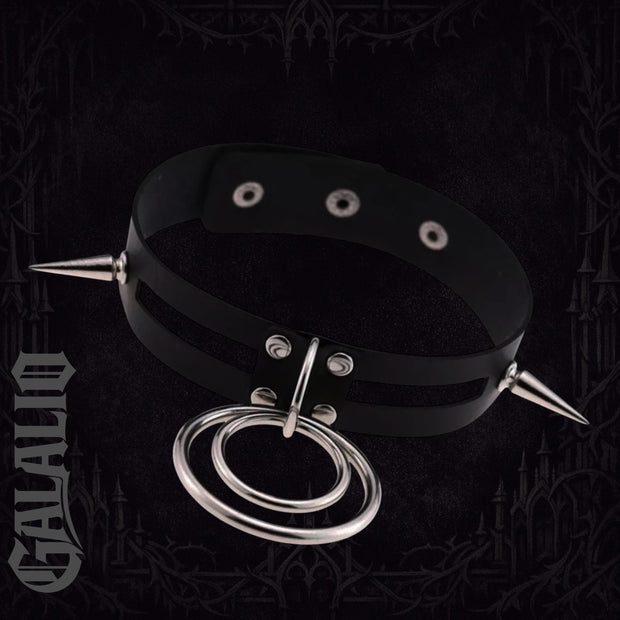 Women Black Collar Goth Pendant Choker Necklace