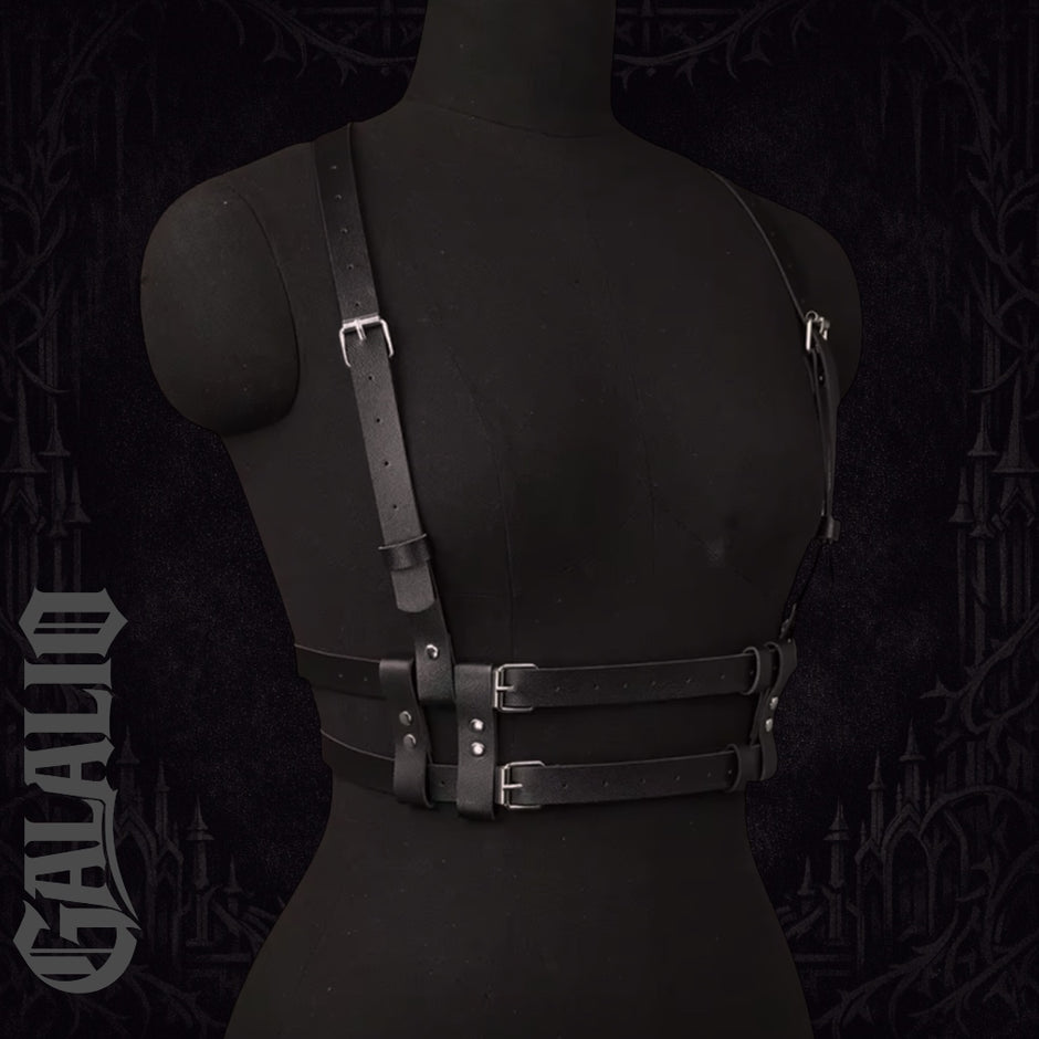 Women Black PU Leather Chest Harness Belt