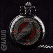 Gothic Design Black Raven Chain Pocket Watch