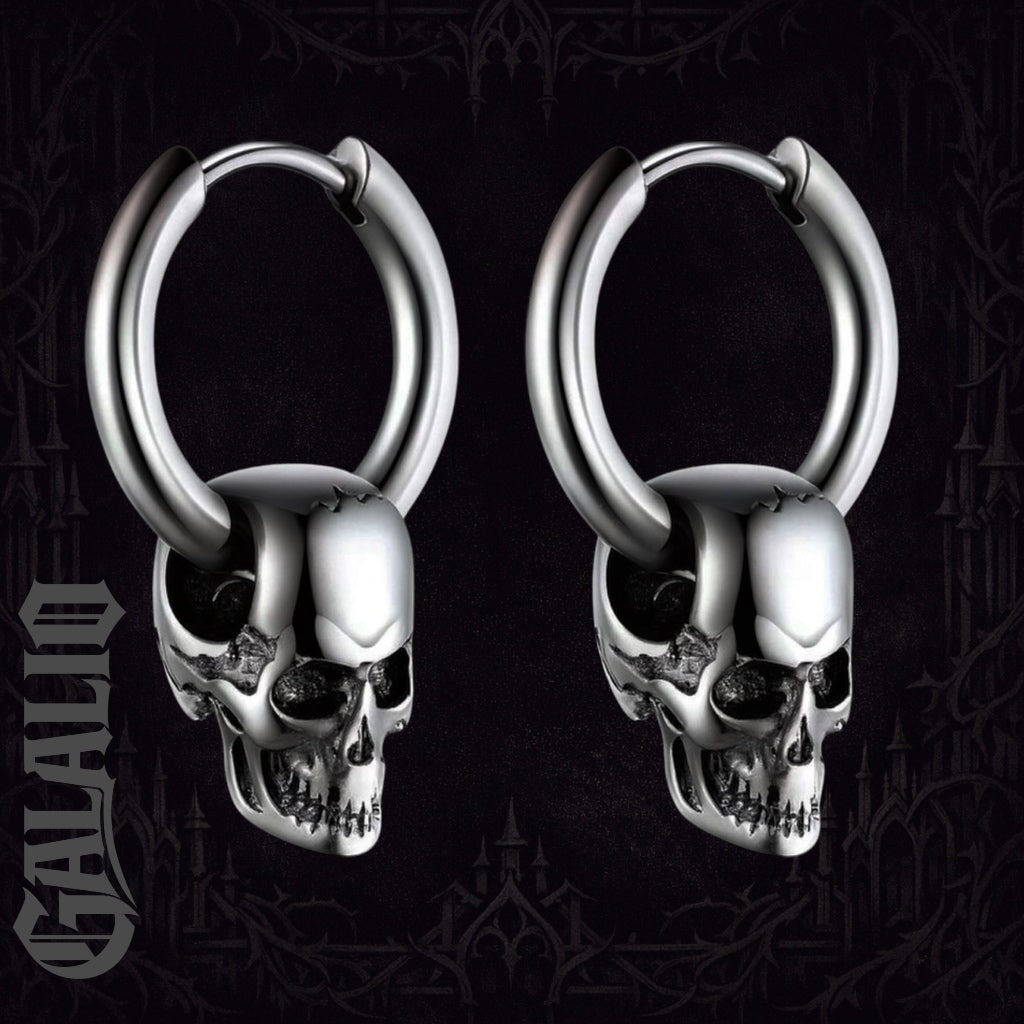 1Pair Men Stainless Steel Vintage Skull Earrings