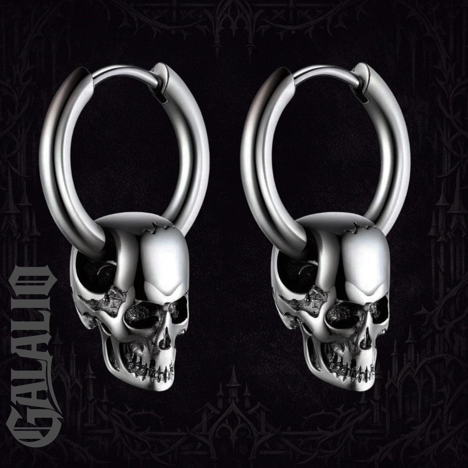 1Pair Men Stainless Steel Vintage Skull Earrings