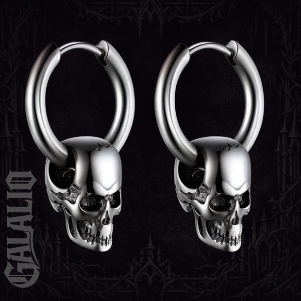 1Pair Men Stainless Steel Vintage Skull Earrings