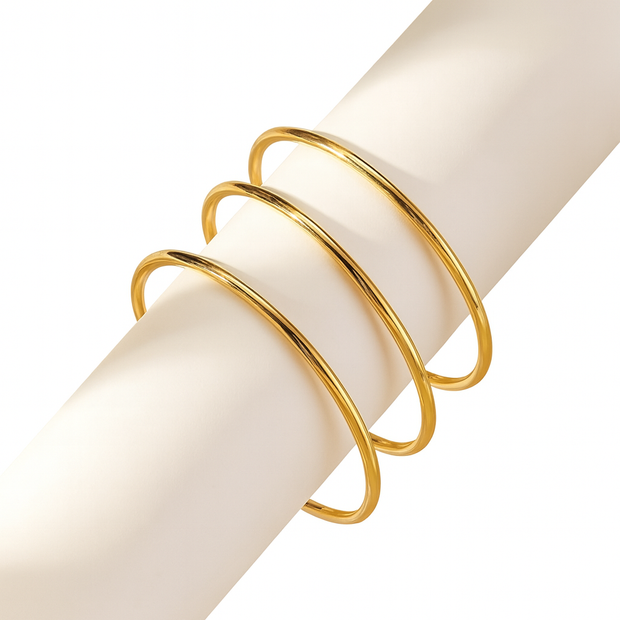 Women 3Pcs/Set Stainless Steel Solid Bangle Bracelet