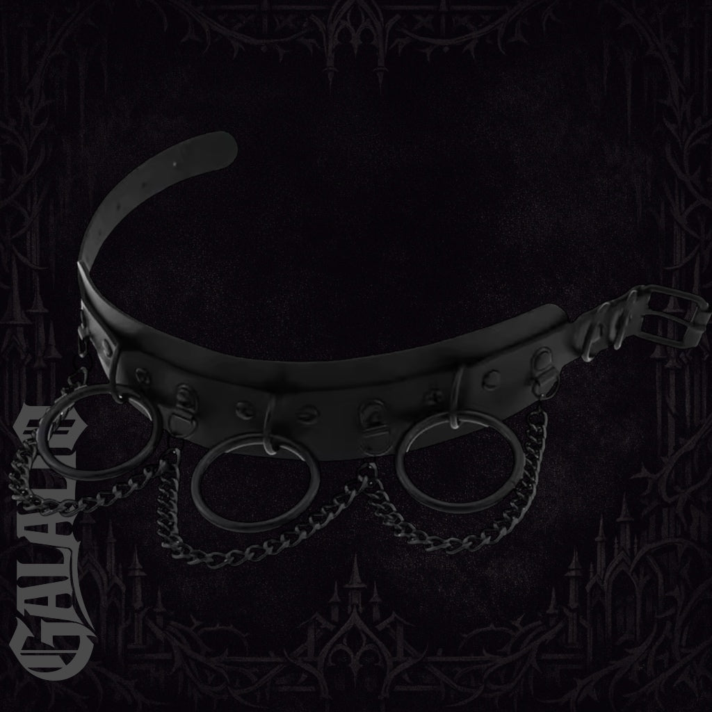 Black Gothic Punk Goth Chain Collar Dark Fashion Leather Choker Necklace