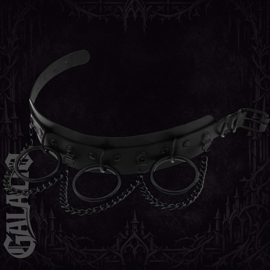 Black Gothic Punk Goth Chain Collar Dark Fashion Leather Choker Necklace