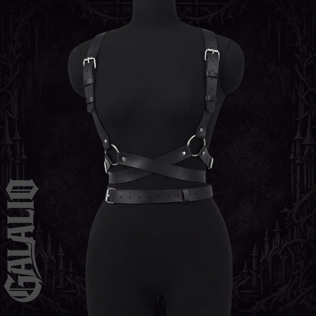 Women Gothic Punk Faux Leather Bondage Lingerie Belt Harness